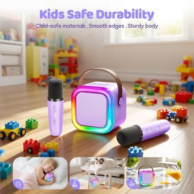 IROO Mini Karaoke Machine for Kids, 2025 TOP Toys Birthday Gifts Ideas for Girls Ages 4, 5, 6, 7, 8, 9, 10, 12+ Years Old, Portable MP3 Player with 2 Wireless Mics for Party - Image 7