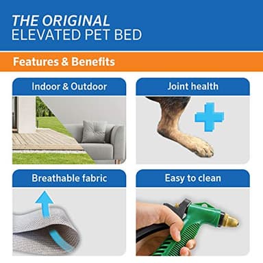 Coolaroo Original Elevated Dog Bed - Breathable Off-The-Ground Pet Bed with Cooling Fabric, Joint Relief & Moisture-Resistant Fabric, 100% Recyclable, Easy Clean, Grey, Large - Image 3