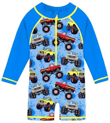 Funnycokid Swimsuit Baby Boys 3t Rash Guard Toddler Bathing Suit One Piece Swimwear Zipper Sunsuit UPF 24-36 Months - Image 1