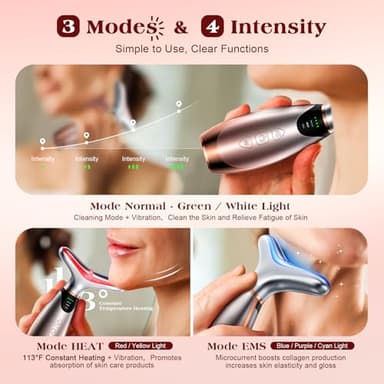 Pedete Facial Massager, 7 Colors Red Light Therapy for Face and Neck, Face Lift Device with 113°F Heating Vibration for Multi Skin Care - Image 3