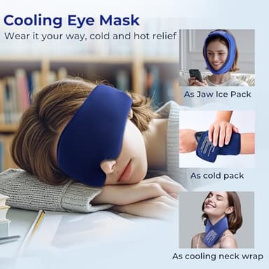 Cooling Gel Eye Mask Sleep: FSA -HSA Eligible, Cold Compress for Puffy Eyes & Migraine Relief - Reusable Gel Sleeping Mask for Dark Circles & After Surgery, Flexible Ice Pack for Eyes, Face(Blue) - Image 6