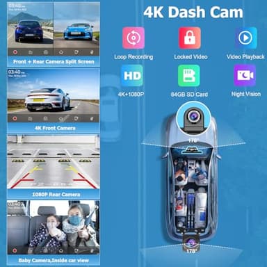 CARPURIDE W905 Portable Carplay & Android Auto, 9'' Touch Carplay Screen for Car, 4K Dash Cam,1080p Backup Camera, Car Play Navigation with Mirror Link/Siri/FM/Bluetooth/Light Sensor, for 12-24V - Image 2