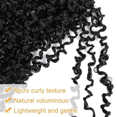 Aksice Pre-looped Yanky Twist Crochet Hair 8 Inch 8 Packs Bohemian Passion Twist Spring Mini Twist Crochet Hair for Black Women Boho Crochet Braids Synthetic (1B#) - Image 5