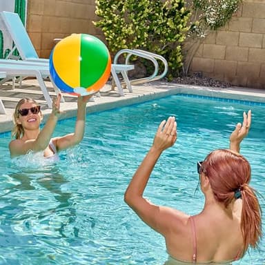 JOYIN 4-Pack 20" Beach Balls - Large Rainbow Beach Ball Inflatable Pool Toys for Party Supplies Decorations, Adults Kids Birthday Luau Summer Beach Water Games Beachball Party Favors - Image 2