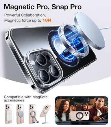 TORRAS Upgraded 360 Rotatable Magnetic Ring for iPhone 16 Pro Max Case, Fit for MagSafe with Stand Ring Holder, 16FT Mil- Grade Shockproof Translucent for iPhone 16 Pro Max Phone Case Ostand, Clear - Image 4