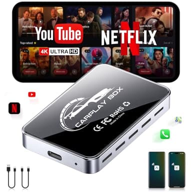 AI Box Wireless CarPlay & Auto Adapter - Plug & Play, Dual-Band WiFi, Bluetooth 5.0, 4K Video Support, Android 12.0 System, Compatible with Factory CarPlay & Android Auto （4GB RAM+32GB ROM） - Image 1