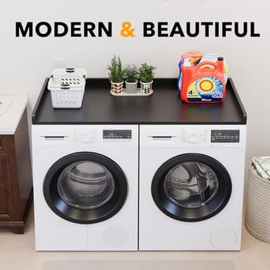 SpaceAid Washer Dryer Countertop, Laundry Wood Shelf Topper with Edge, 54" Width x 27.5" Depth Cover Guard Organizer for Washer and Dryer Laundry Hamper Counter Storage Organization (Black) - Image 6