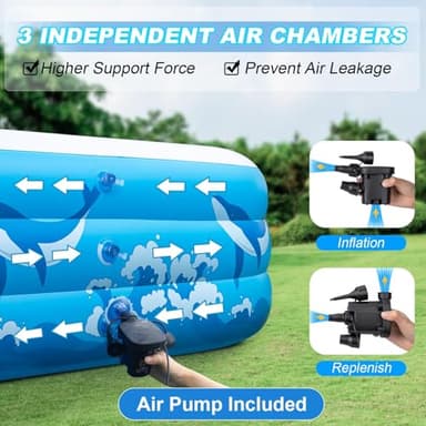 Large Inflatable Pool for Adults, 130" X 72" X 22" Blow-up Pools Swimming Pool, 2025 Upgraded Extra Oversized Thickened Family Pools for Backyard Summer Outdoor - Image 5
