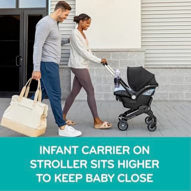 Evenflo Shyft DualRide Infant Car Seat Stroller Combo with Carryall Storage (Boone Gray) - Image 7