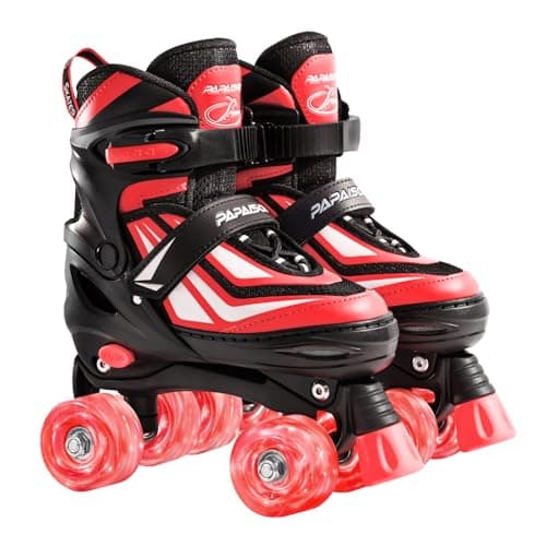 PAPAISON Kids Roller Skates for Boys Girls, 4 Size Adjustable Rollerskates with Light Up Wheels for Kids Ages 4-12 - Image 1