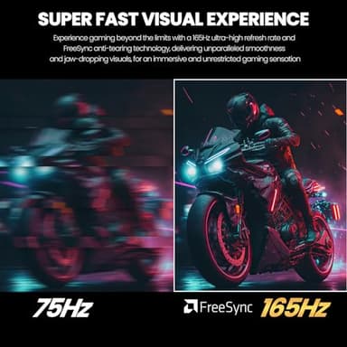 CRUA 24.5Inch Gaming Monitor 144Hz/165Hz, FHD(1920x1080P) 120% sRGB Computer Monitor, Height/Pivot/Swivel/Tilt Adjustable Vertical Monitor, Support FreeSync, DP,HDMI, Wall Mount (75mmX75mm) - Image 4