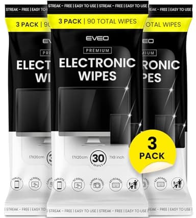 EVEO Electronic Wipes Screen Cleaner - Screen Wipes TV Screen Cleaner Wipes, Computer Screen Wipes, Laptop Screen Cleaner, ipad & Monitor Cleaner, Screen Cleaning Wipes - [90 Wipes + Microfiber Cloth] - Image 1