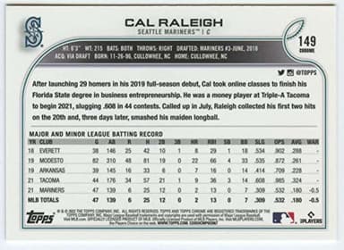 2022 Topps Chrome #149 CAL RALEIGH RC Rookie Seattle Mariners Baseball - Image 2