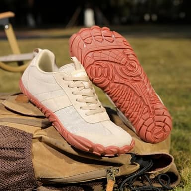 UBFEN Sneakers Barefoot Shoes for Womens Mens Minimalist Trail Running Hiking Comfortable Walking Light Brown Size US 6 Women/4 Men - Image 4