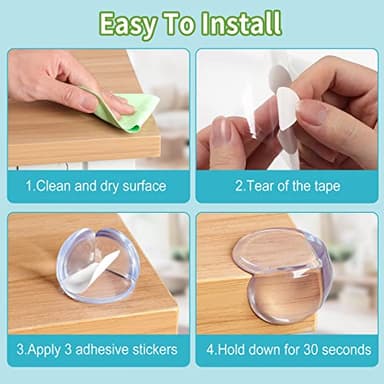 Corner Protector for Baby: Baby Proofing Safety Corner Clear Furniture Tablet Corner Protection| Protectors Guards, Baby Proof Bumper & Cushion to Cover Sharp Furniture & Table Edges (24 Count Round) - Image 6