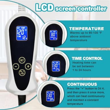 RC SLL Dog Heating Pad 34x21inches, Pet Heating Pad for Dogs with Timer Temperature Control, Waterproof Whelping Mats Heated Dog Bed with Chew Resistant Cord, Soft Cloth Cover - Image 3