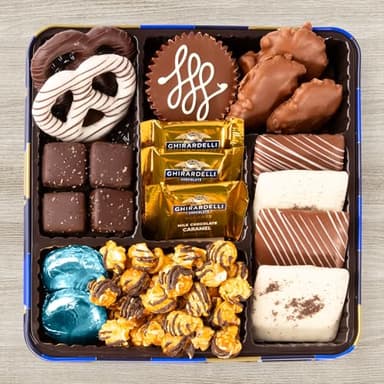 Blue Bow Gourmet Artisanal Chocolate Assortment Gift Tin for Birthday, Thank You, Business Gifts, Holiday - Image 3