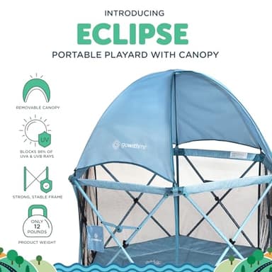 Baby Delight Go with Me Eclipse Deluxe Portable Playard | Playpen | Sun Canopy | Indoor and Outdoor | Ultra Padded Nylon Floor | Blue Wave - Image 2