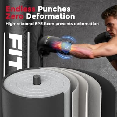 FITVEN Freestanding Punching Bag 70''-190lbs with Boxing Gloves Heavy Boxing Bag with Suction Cup Base - Men Stand Kickboxing Bag for Home Office - Image 5