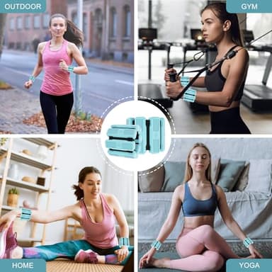 Pilates Wrist & Ankle Weights for Women, Wearable Wrist & Leg Weights Set of 2(1Lbs Each) Adjustable Ankle Weights for Walking, Yoga, Dance, Pilates, Pool Exercises and Gym(Blue) - Image 7
