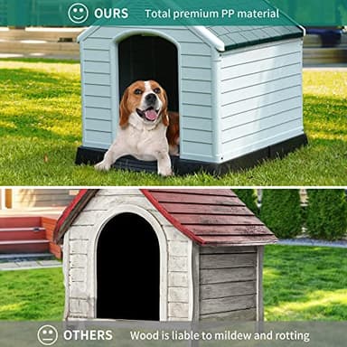 YITAHOME 28.5'' Large Plastic Dog House Outdoor Indoor Doghouse Puppy Shelter Water Unaffected Easy Assembly Sturdy Dog Kennel with Air Vents and Elevated Floor (28.5''L*26''W*28''H, Gray) - Image 6