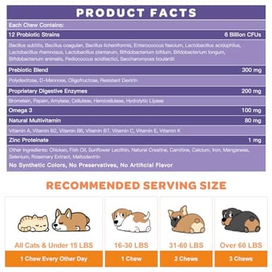NATURE TARGET Probiotics for Dogs, 6 Billion CFUs, Freeze Dried Dog Probiotics with Prebiotics & Enzymes for Diarrhea, Gas, Vitamins & Omega 3 for Skin & Immune Health, Allergy Itch Relief, 180 Count - Image 5