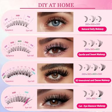 Waltz Lash Clusters Kit - Lash Clusters Lash Extension Kit with Bond and Seal Eyelash Cluster 20D30D40D50D-0.07D Cluster Eyelash Extensions Eyelash Extension Kit DIY at Home - Image 5