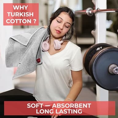 TEXTILOM 100% Turkish Cotton 6 Pcs Luxury Bath Towels, Soft & Absorbent Bathroom Towels Set (2 Bath Towel, 2 Hand Towel, 2 Washcloths)- Light Grey - Image 4