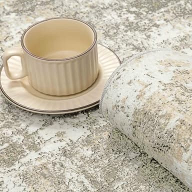 PureCozy Machine Washable Area Rug 8x10 Beige Gray Large Living Room Indoor Accent Rug Neutral Modern Abstract Low Pile Carpet Non Slip Distressed Throw Rug Bedroom Office Dining Room - Image 8