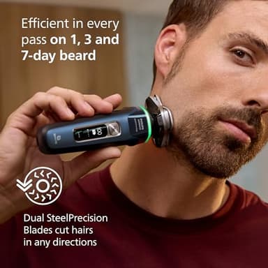 Philips Norelco Shaver i9000 Prestige, Wet & Dry Electric Shaver, Mystic Aqua, SenseIQ Technology, Triple Lift & Cut System, 360 Rotating Dual SteelPrecision Blades, Nose Trimmer, XP9201/88 - Image 5