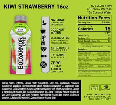 BODYARMOR LYTE Low-Calorie Sports Drink, Kiwi Strawberry, Coconut Water, Natural Flavors, Vitamins, Electrolytes, 16 Fl Oz (12 Pack) - Image 2