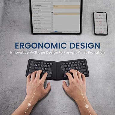 Perixx PERIBOARD-805E US, Wireless Foldable Ergonomic Bluetooth Keyboard, Ultra-Thin X Type Keys, Compatible with iOS, Android, or Windows Smartphone, Tablet, or Laptops, US English - Image 4