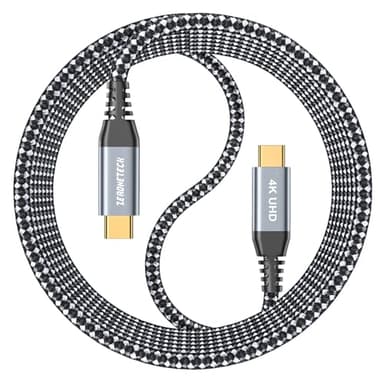 ZeroneTeck Long USB C Monitor Cable 10FT, 4K@60Hz Video Output 100W PD Charging, 5Gbps Data Transfer, Long USB C 3.2 Gen 2×2 Cable for MacBook, iPad, Dell, LG, ARZOPA, KYY for Portable Monitor - Image 1