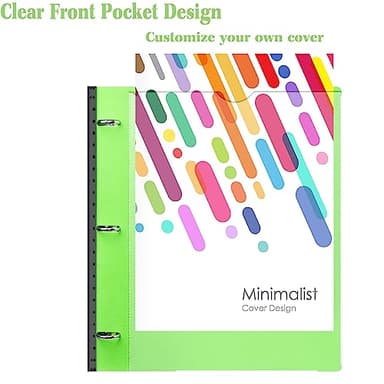 INFUN All-in-one Telescoping Binder Notebook - 2PCS，Refillable 3 Ring Notebook Binder with 1 Plastic Movable Pocket Folder,5 Plastic Subject dividers and Graph Paper and College Ruled Paper - Green - Image 5