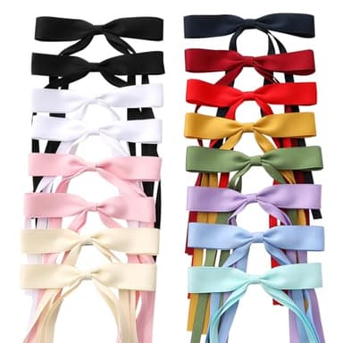 WORTL 16 PCS Hair Bows for Women,Hair Ribbon Hair Bows With Long Tail,Hair Bow Clips Hair Barrettes for Women Accessories - Image 1