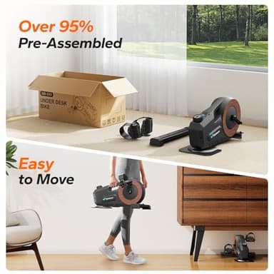 Under Desk Bike Pedal Exerciser, Quiet Magnetic Mini Exercise Bike with MERACH App for Arm, Leg Recovery, Physical Therapy, Smooth Foot Desk Cycle with 2 Resistance Bands & Non-Slip Mat - Image 9