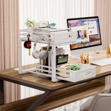 mixeshop Under Sink Organizer, 2 Tier Under Sink Organizers and Storage, Adjustable Height, Slide out Metal Cabinet Organizers, Pull out Cabinet Storage Drawer Shelf for Kitchen Bathroom White, 2 Pack - Image 8