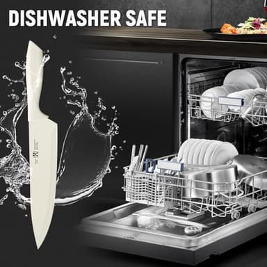 Knife Set, HUNTER.DUAL 15 Pcs Kitchen Knife Set with Block Self Sharpening, Dishwasher Safe, Anti-slip Handle (Beige) - Image 6