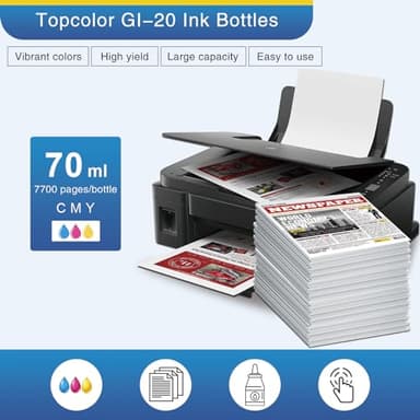 Topcolor GI-20 G7020 G6020 Color Ink Refill Bottles Compatible for Canon 20 Ink Refill Bottles for Canon GI 20 GI20 GI-20 Ink Refill Bottles Set, Compatible for Canon G7020 G6020 G5020 MegaTank - Image 3