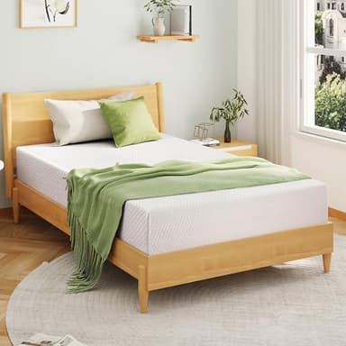 EGOHOME 10 Inch Queen Mattress, Memory Foam Mattress in a Box with Cooling Green Tea Gel, Relieve Pressure with Medium Support, CertiPUR-US Certified, 80''L x 60''W, White - Image 1