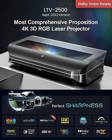 AWOL VISION LTV-2500 4K UHD Ultra Short Throw Triple Laser Projector with Dolby Vision & Atmos, Active 3D, 150", HDR10+, UST Laser TV Projector (Fire TV Stick 4K Max included) - Image 2