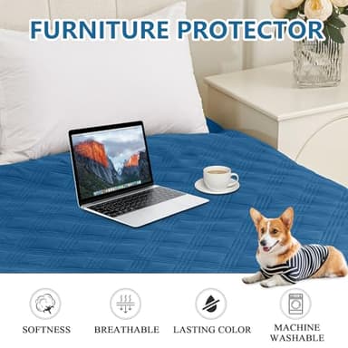 hyha Waterproof Dog Blanket, Reversible Pet Bed Blanket, Soft Sofa Couch Cover for Dogs Washable, Waterproof Pet Couch Covers for Sofa Puppy Cats Furniture Protector(68"x82", Navy Blue/Blue) - Image 6