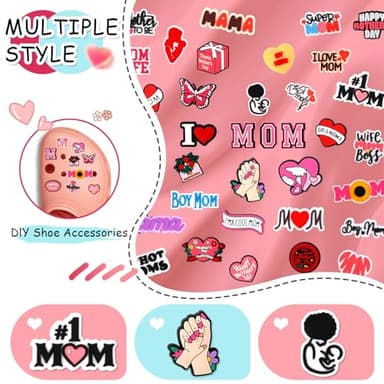42PCS Mothers Day Shoe Charms Set Cute Love Mom Grandma Clog Shoe Decorations PVC Shoe Charms for Crocs Gifts for Women Girls Kids Boys Perfect for Party Birthday Holidays - Image 4