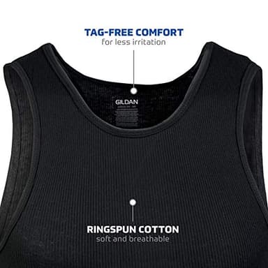 Gildan Men's A-Shirt Tanks, Multipack, Style G1104, Black (6-Pack), 2X-Large - Image 3