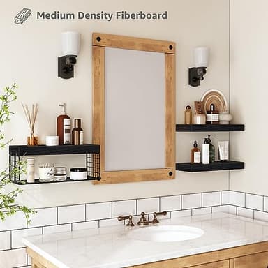 QEEIG Bathroom Shelves Over Toilet - Wall Mounted Floating Shelves Toilet Paper Storage Small Farmhouse Decor Shelf 16 inch Set of 3, Black (019-B3) - Image 5