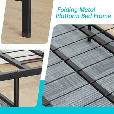 Queen Bed Frame Metal Platform Bed Frame Queen Size 14 Inch Mattress Foundation Box Spring Replacement Heavy Duty Steel Slat Noise-Free Easy Assembly,Black - Image 5