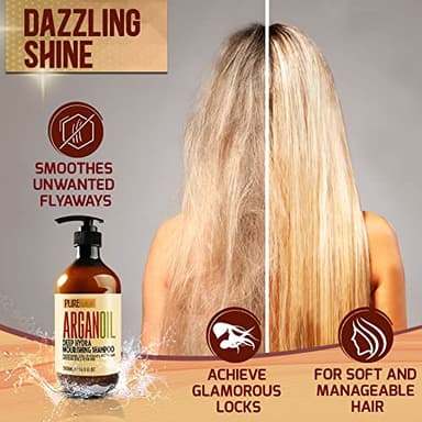 Moroccan Argan Oil Shampoo - Sulfate SLS Paraben Free Moisturizing Treatment for Women and Men - For All Types Including Curly, Dry, Damaged and Oily Hair - Hydrating and Nourishing - Salon Grade - Image 4