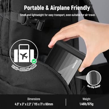 NEEWER Mini V Mount Battery PS099EP, 6800mAh 99Wh 14.5V V Lock Battery with 100W PD Fast Charging, Dual USB C/D Tap/BP/USB A/Dual DC Ports/OLED Screen, Compatible with BMPCC 4k 6k Camcorder Camera - Image 7