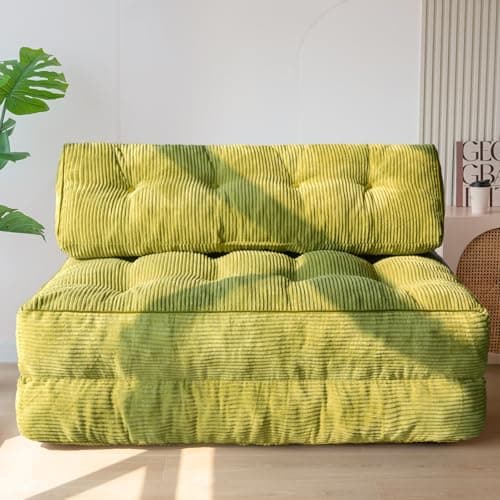 MAXYOYO Folding Sofa Bed, Convertible Sleeper Chair with Pilow Foldable Matress with Back Support, Portable Fold Out Chair Bed for Living Room Bedroom, Green Double - Image 1