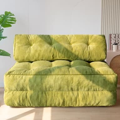 MAXYOYO Folding Sofa Bed, Convertible Sleeper Chair with Pilow Foldable Matress with Back Support, Portable Fold Out Chair Bed for Living Room Bedroom, Green Double - Image 1